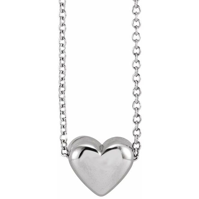 Sterling Silver Puffed Heart 16-18'Necklace