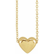14K Yellow Puffed Heart 16-18'Necklace