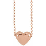 14k Rose Puffed Heart 16-18'necklace
