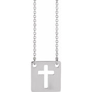 Sterling Silver Geometric Pierced Cross 18' Necklace