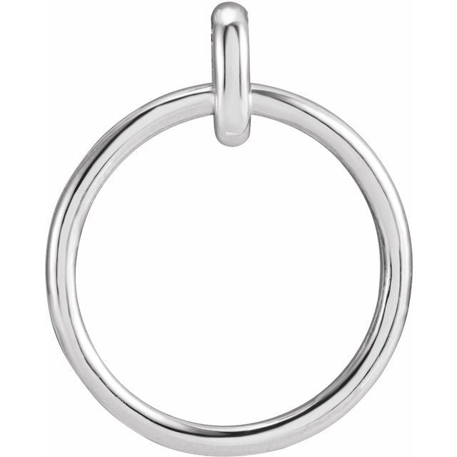 14K White 22.05x18.29 mm Circle Pendant