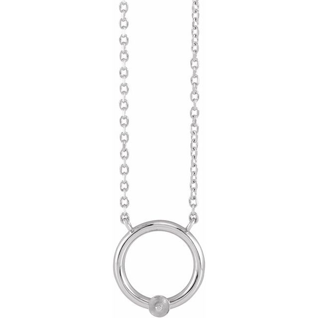 14K White Circle 18' Necklace Mounting for 3 mm Pearl