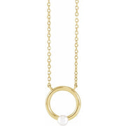14K Yellow Cultured Seed Pearl Circle 18' Necklace