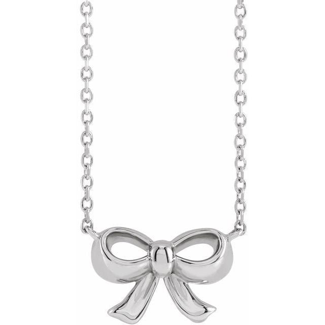 Sterling Silver Bow 18' Necklace