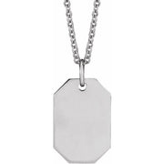 14k White Engravable Dog Tag 16-18' Necklace