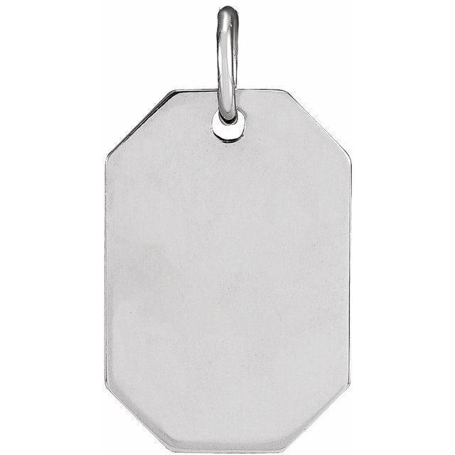 14K White Dog Tag Pendant