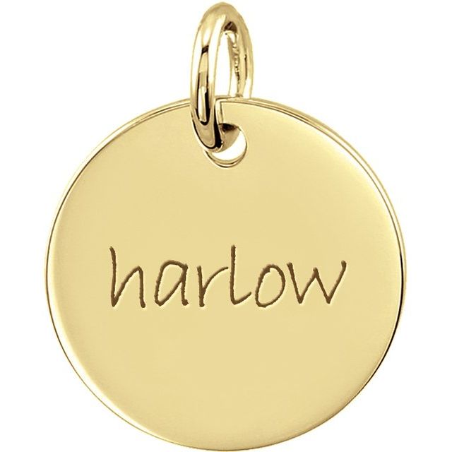 18k Yellow Vermeil 14.3 Mm Posh Mommy® Engravable Medium Disc Pendant