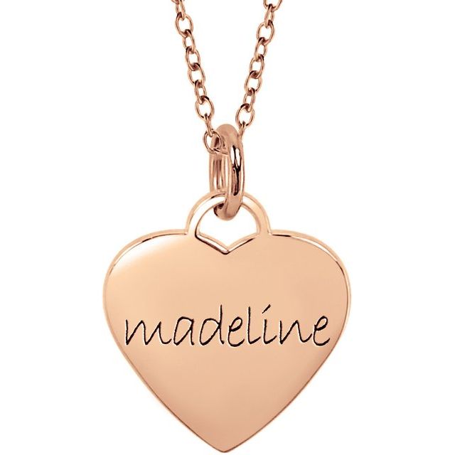 14K Rose Posh Mommy® Engravable Small Heart Pendant