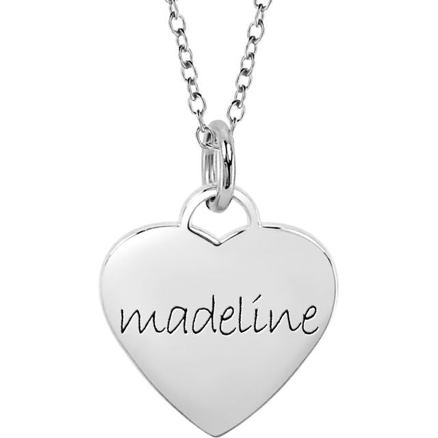 14K White Posh Mommy® Engravable Small Heart Pendant