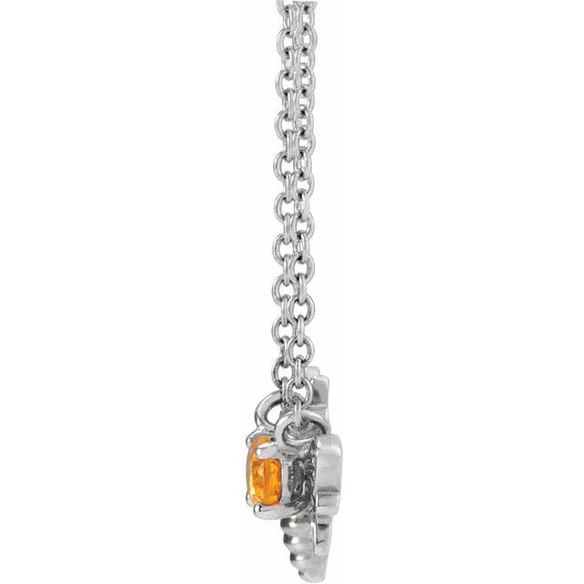 Sterling Silver Natural Orange Garnet Bee 16' Necklace