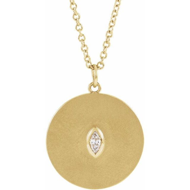 14K Yellow .05 CT Natural Diamond Disc 16-18' Necklace