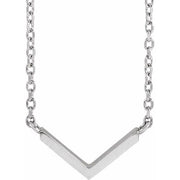 Sterling Silver  Minimalist V 18' Necklace