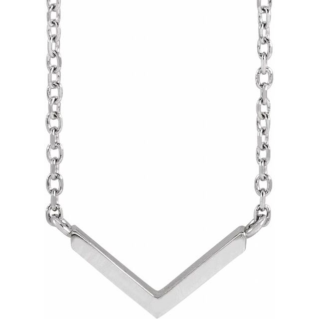 Sterling Silver  Minimalist V 18' Necklace