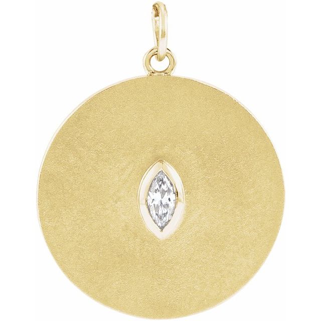 14K Yellow .05 CT Diamond Disc Pendant