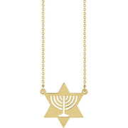 14k Yellow Menorah Star 18' Necklace
