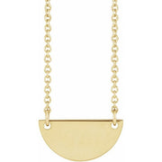 14K Yellow Engravable Half Moon 16-18' Necklace