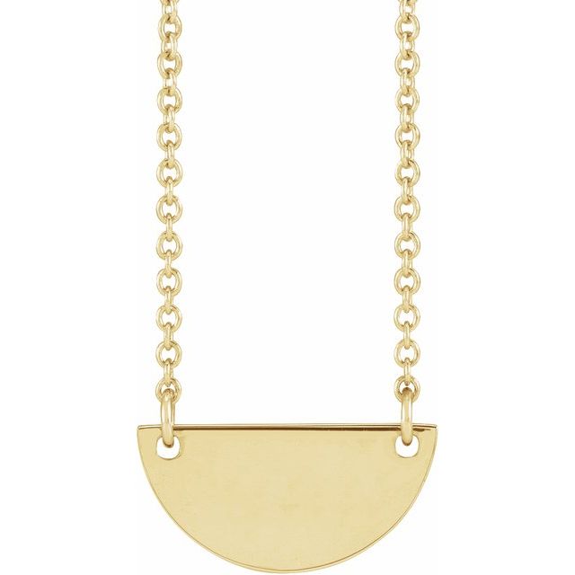 14K Yellow Engravable Half Moon 16-18' Necklace