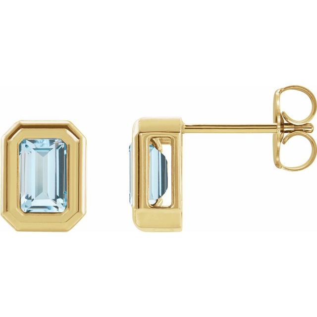 14K Yellow Natural Sky Blue Topaz Solitaire Earrings