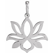 14K White Petite Lotus Pendant