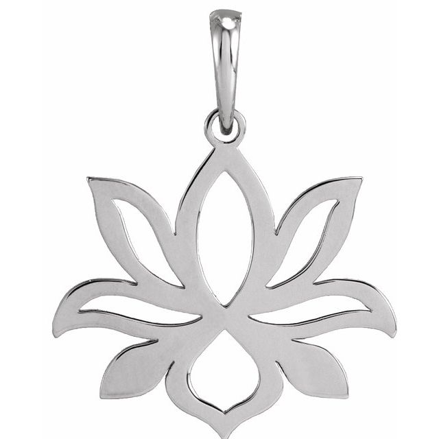 14K White Petite Lotus Pendant