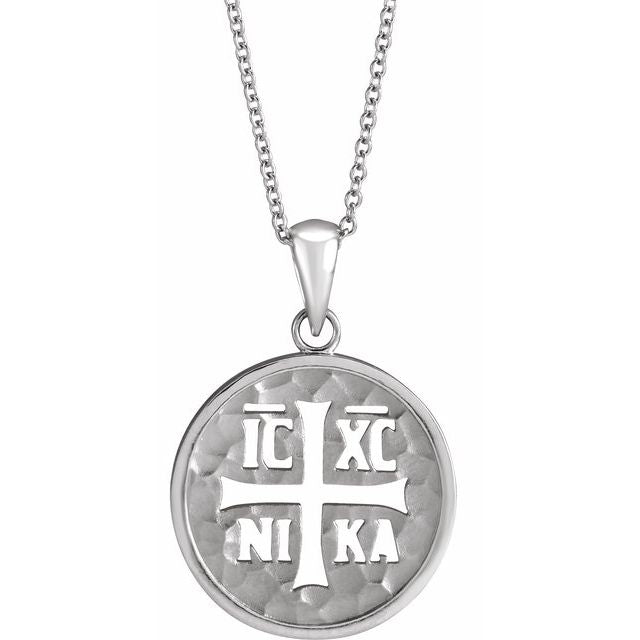 Sterling Silver Orthodox IC XC NIKA Medallion 16-18' Necklace