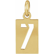 14K Yellow Pierced Numeral 7 Dog Tag Pendant