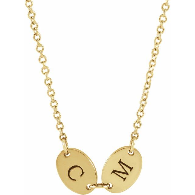 14K Yellow 2-Disc Engravable Family Disc 18' Necklace