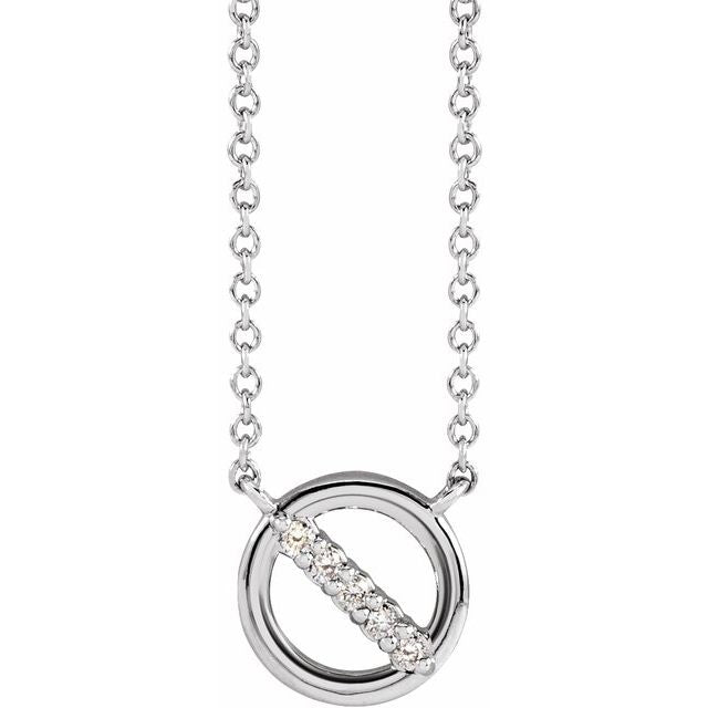 14K White .03 CTW Natural Diamond Circle 18' Necklace