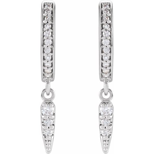 14K White 1/5 CTW Natural Diamond Hinged Hoop Spike Earrings