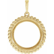 14K White Coin Frame Pendant Mounting for 13 mm Coin
