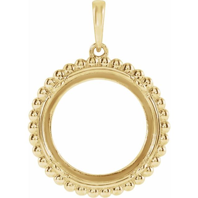 14K White Coin Frame Pendant Mounting for 13 mm Coin