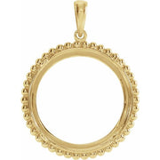 14K White Coin Frame Pendant Mounting for 17.9 mm Coin