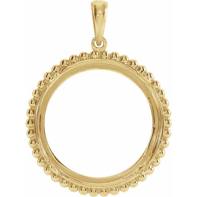 14K White Coin Frame Pendant Mounting for 17.9 mm Coin