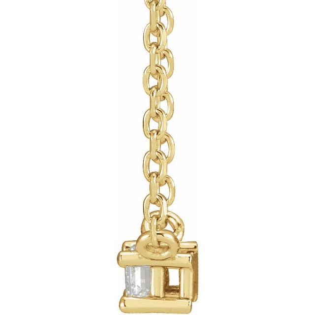 14K Yellow 1/8 CT Natural Diamond Solitaire 18' Necklace
