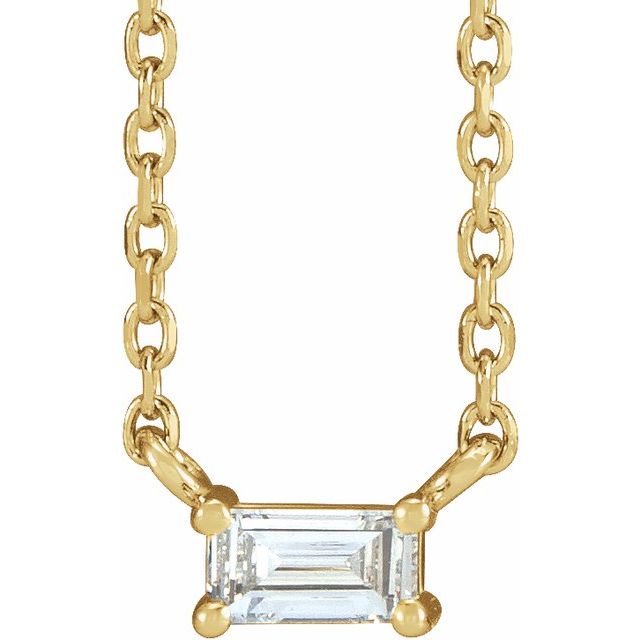 14K Yellow 1/8 CT Natural Diamond Solitaire 18' Necklace
