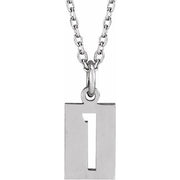 Sterling Silver Pierced Numeral 1 Dog Tag 16-18' Necklace