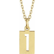 14K Yellow Pierced Numeral 1 Dog Tag 16-18' Necklace