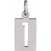 14K White Pierced Numeral 1 Dog Tag Pendant