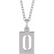 Sterling Silver Pierced Numeral 0 Dog Tag 16-18' Necklace