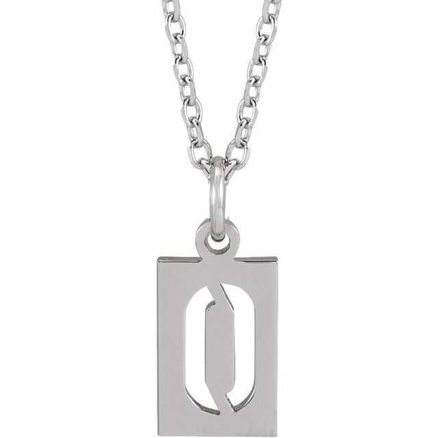 Sterling Silver Pierced Numeral 0 Dog Tag 16-18' Necklace