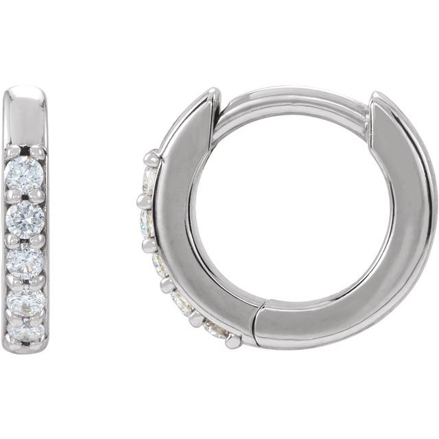 Sterling Silver .08 CTW Natural Diamond 10 mm Huggies
