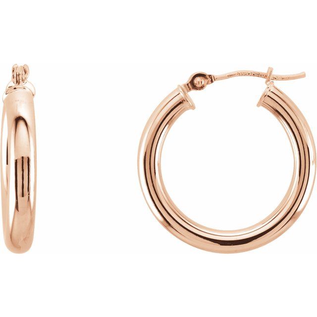 14K Rose Tube 20 mm Hoop Earrings