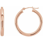 14K Rose Tube 25 mm Hoop Earrings