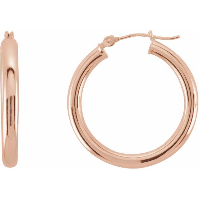 14K Rose Tube 25 mm Hoop Earrings