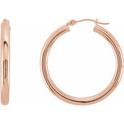 14K Rose Tube 30 mm Hoop Earrings