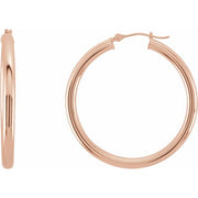 14K Rose Tube 35 mm Hoop Earrings
