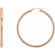 14K Rose Tube 48 mm Hoop Earrings