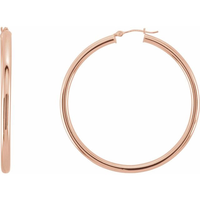 14K Rose Tube 48 mm Hoop Earrings