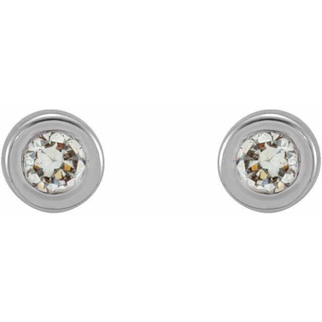 14K White .02 CTW Natural Diamond Micro Bezel-Set Earrings