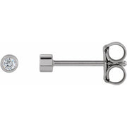 14K White .025 CT Natural Diamond Micro Bezel Single Stud Earring